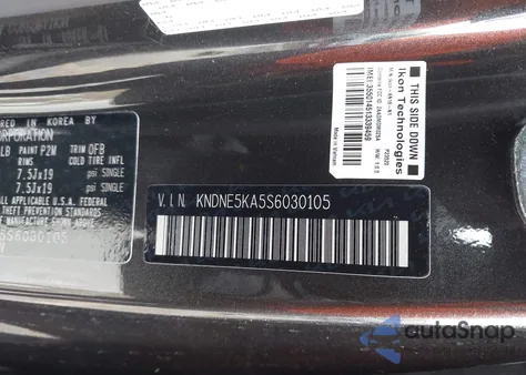 2025 Kia Carnival Mpv Hybrid Sx Prestige from USA, damaged, VIN KNDNE5KA5S6030105